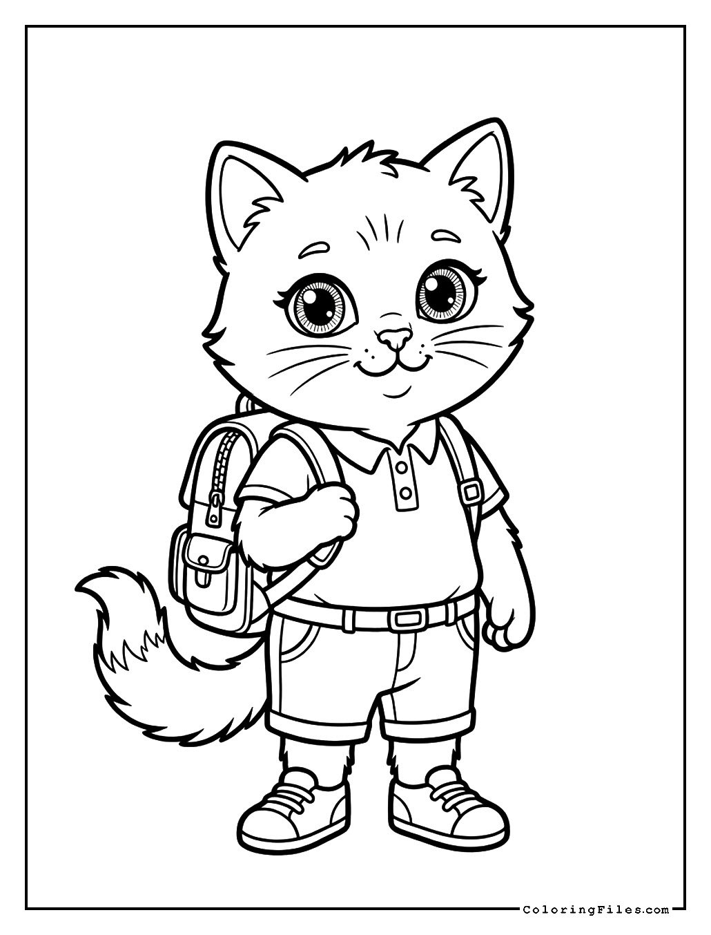 School-Ready Cat with a Backpack