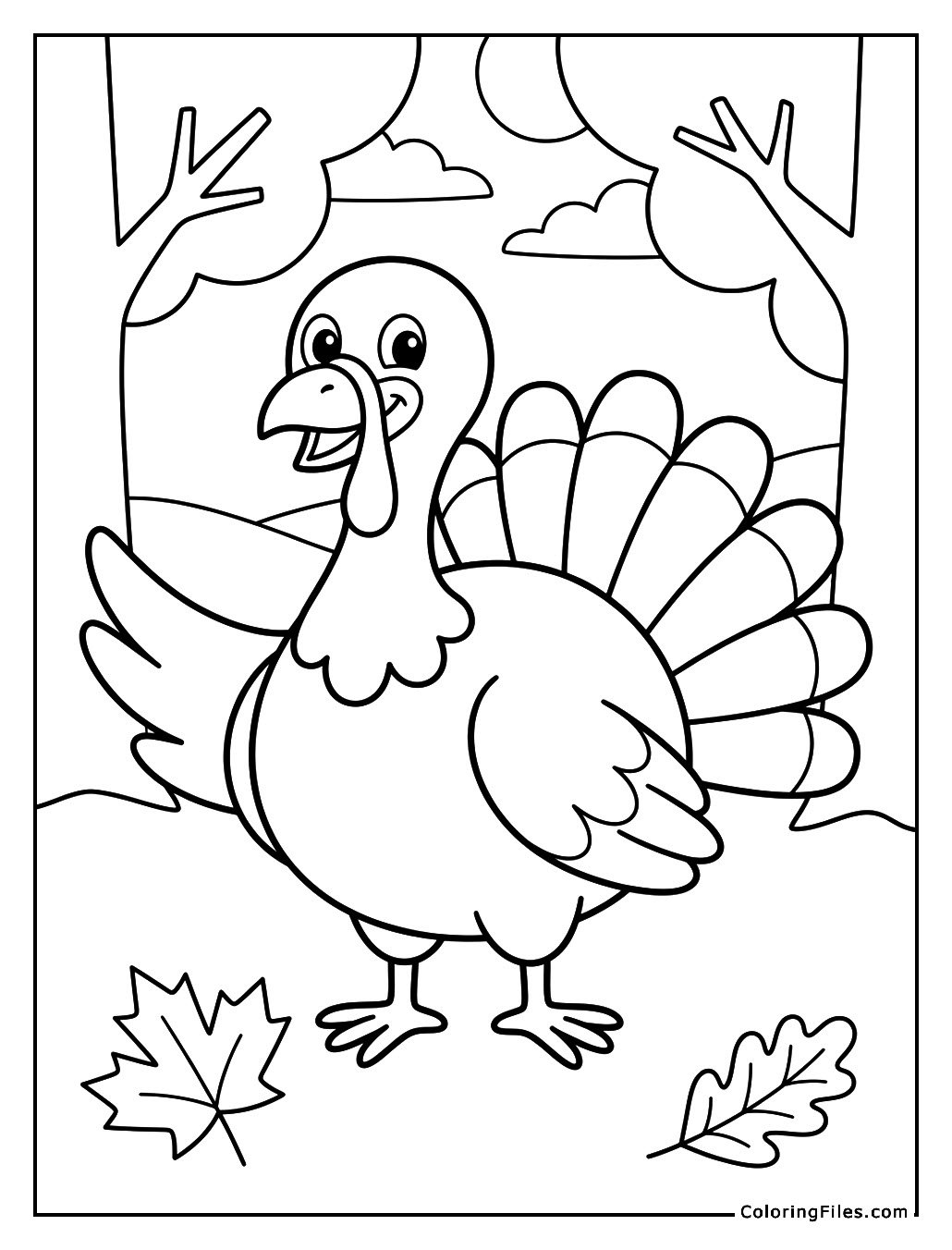 Smiling Turkey in Autumn Woods