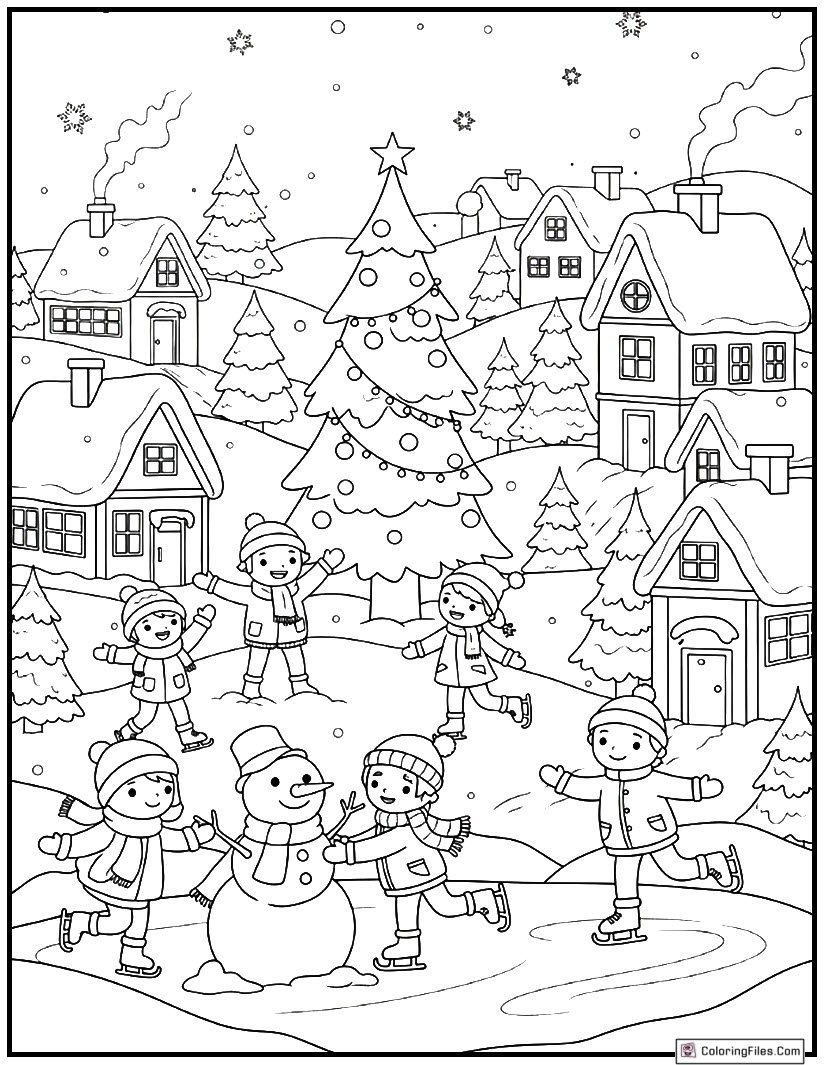 Snowy Christmas Village Celebration