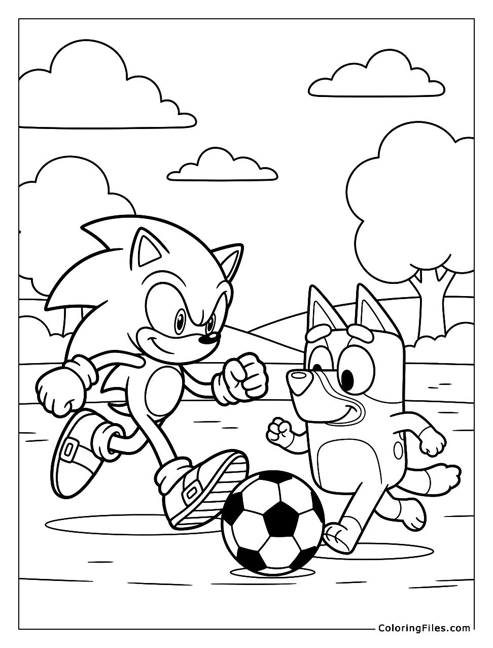 Sonic and Bluey Playing Soccer