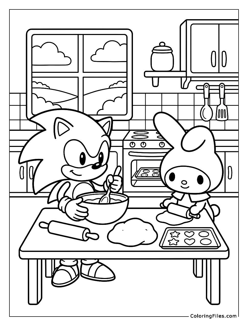 Sonic and My Melody Baking Cookies