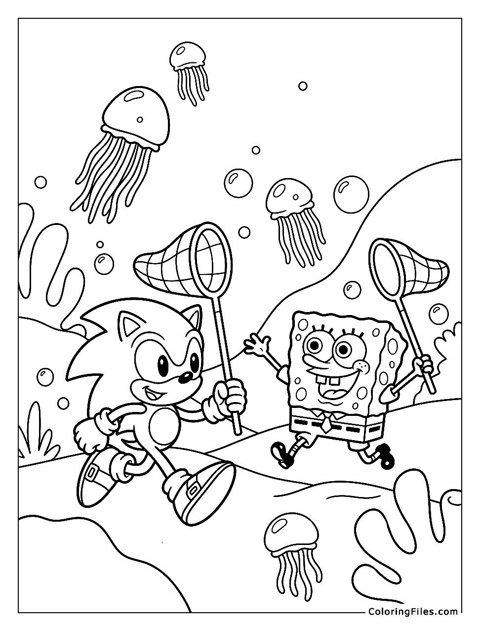 Sonic and SpongeBob Jellyfish Catching