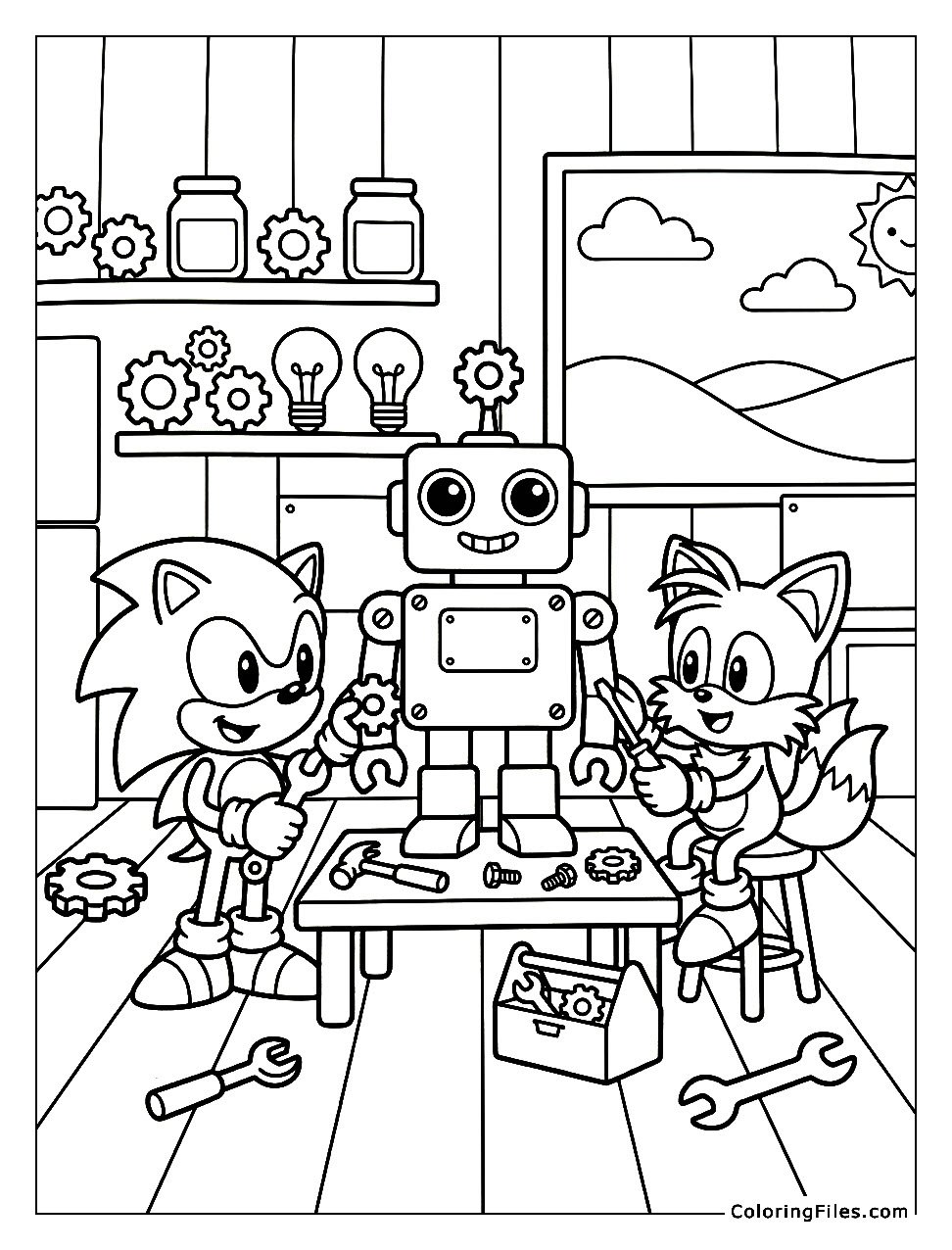 Sonic and Tails Building a Robot