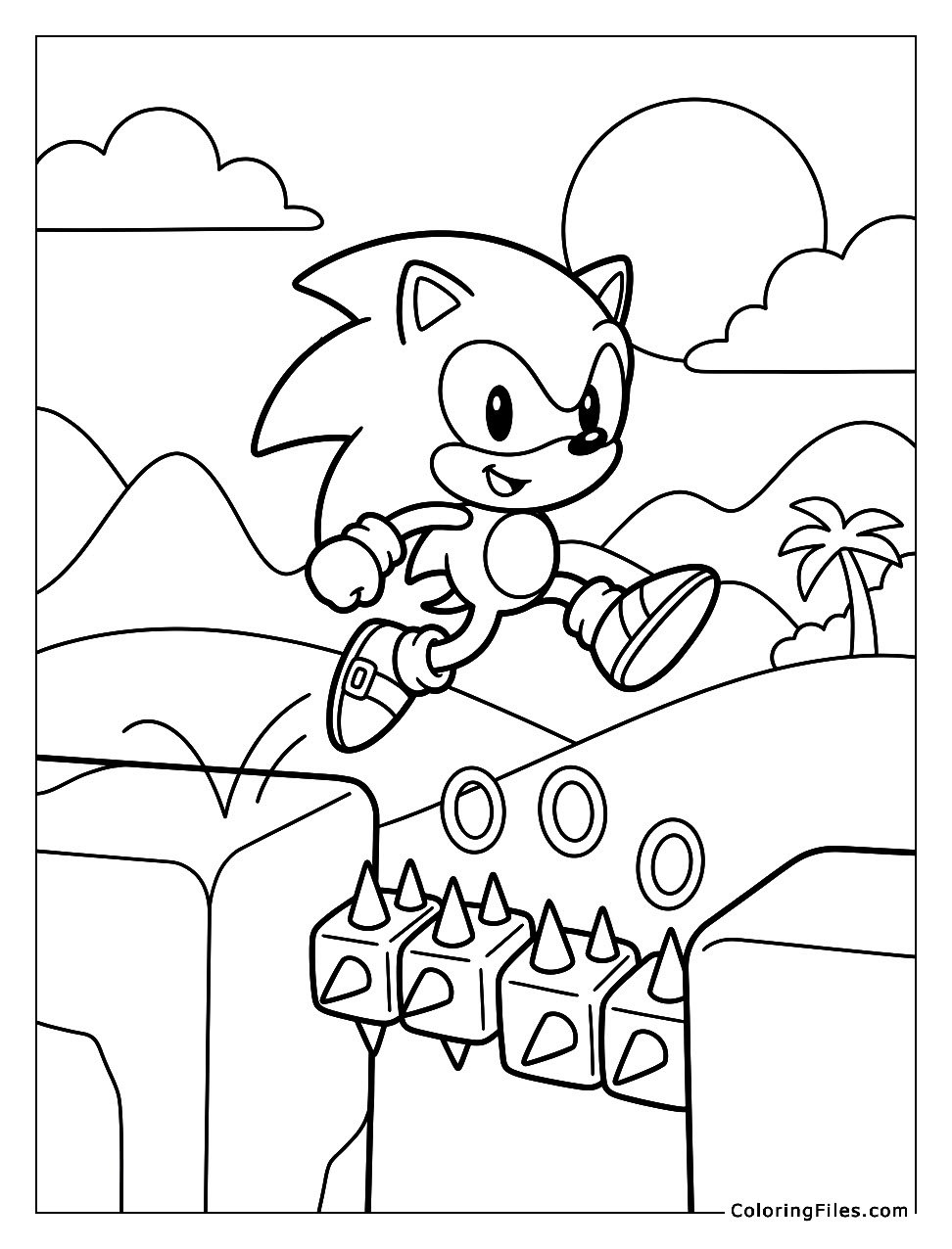 Sonic Jumping Over Obstacles