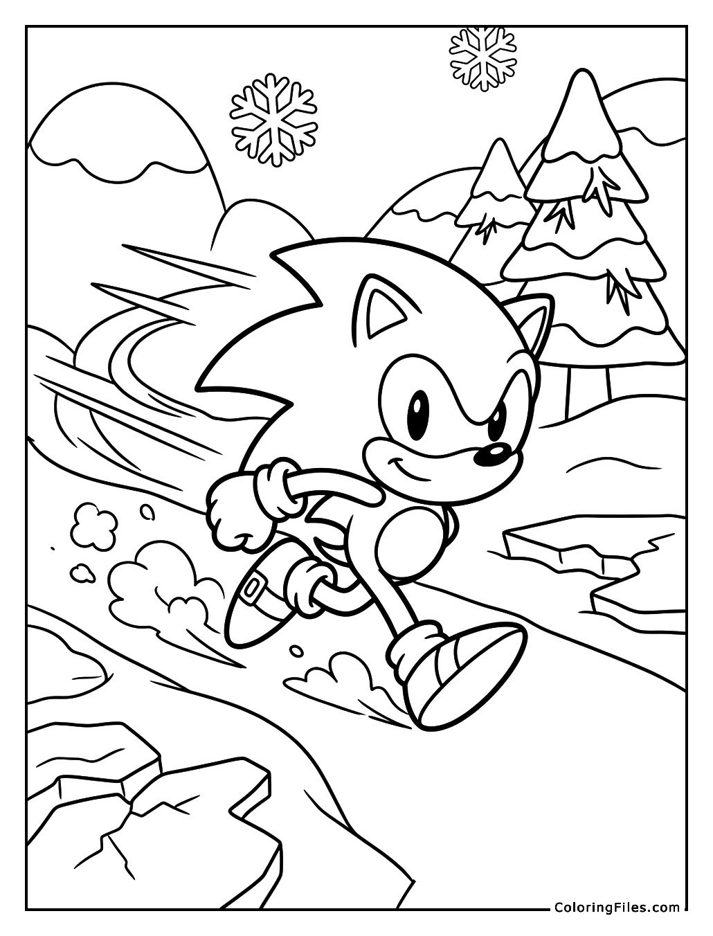 Sonic the Hedgehog Speeding Through Ice