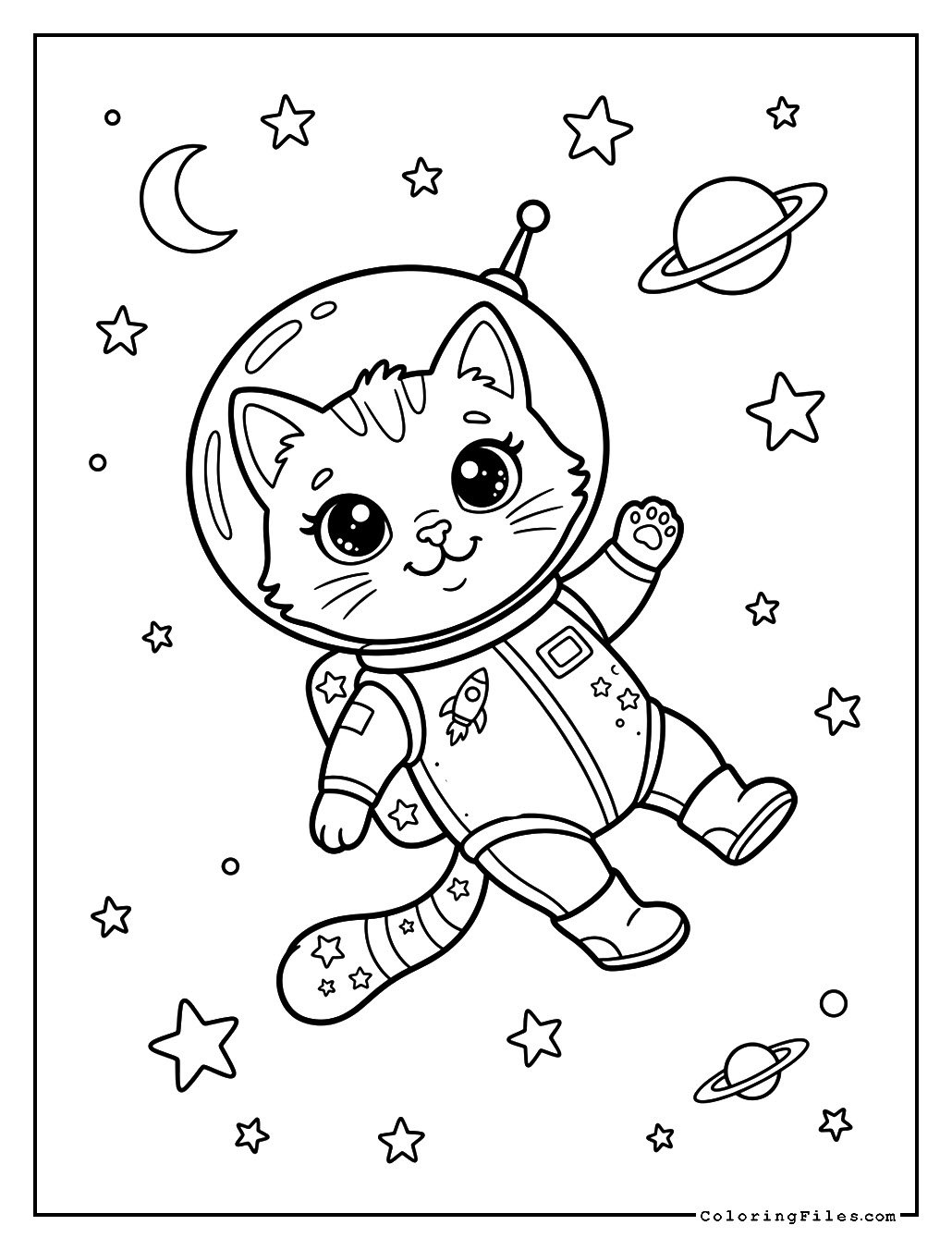 Space Cat Floating in the Stars