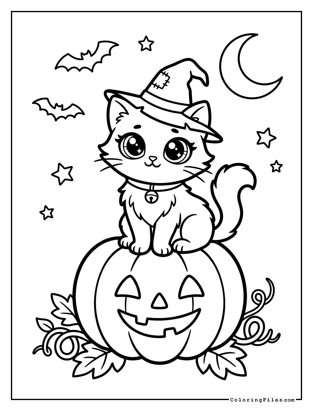 Spooky Halloween Cat on a Pumpkin