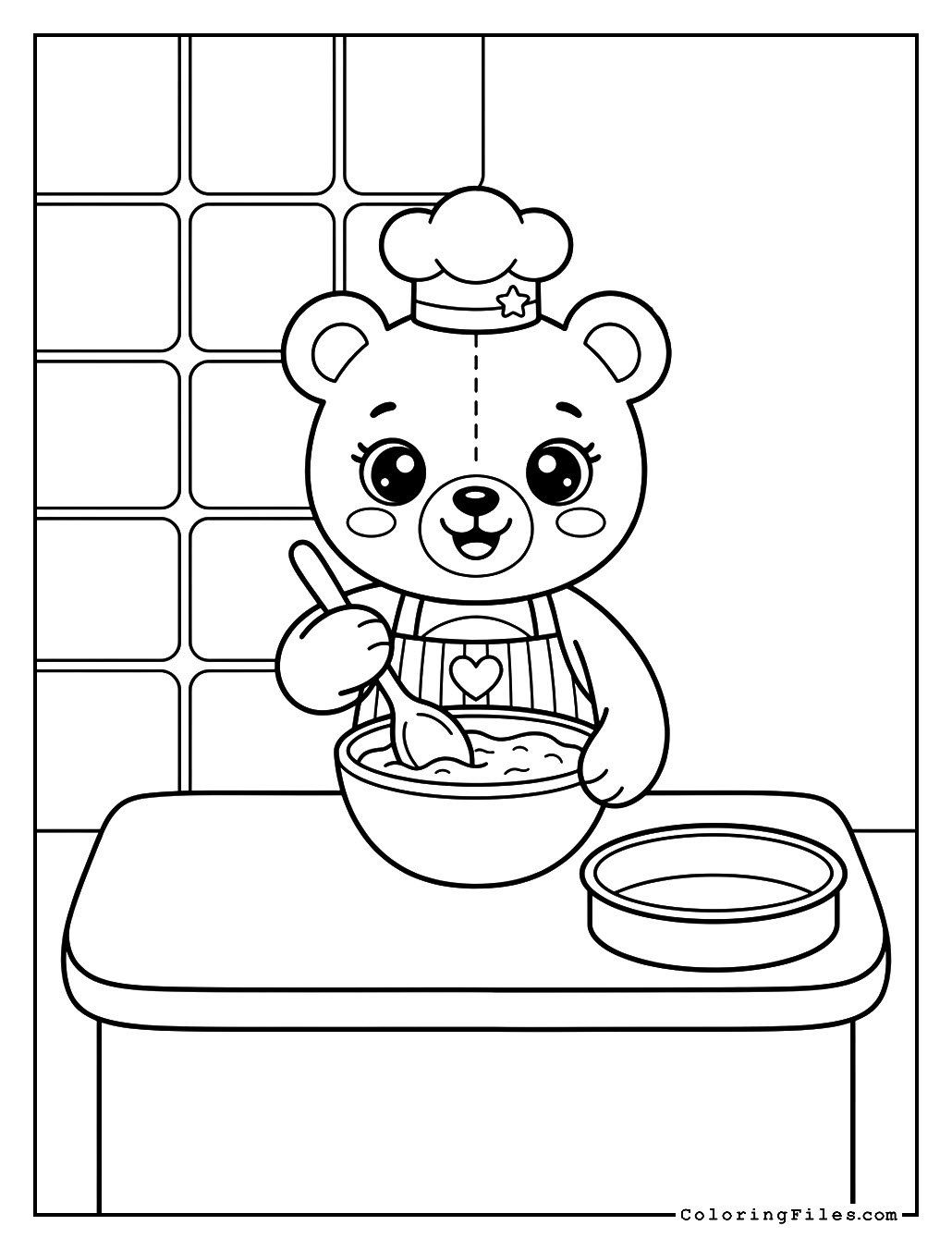 Teddy Bear Baking a Cake
