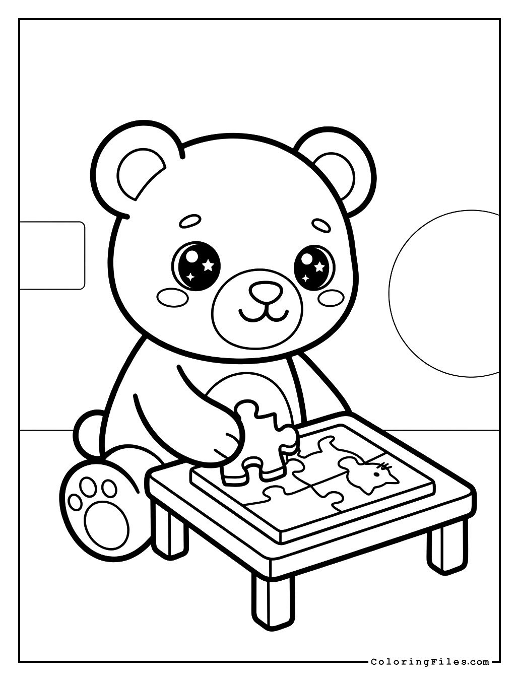 Teddy Bear Doing Puzzle
