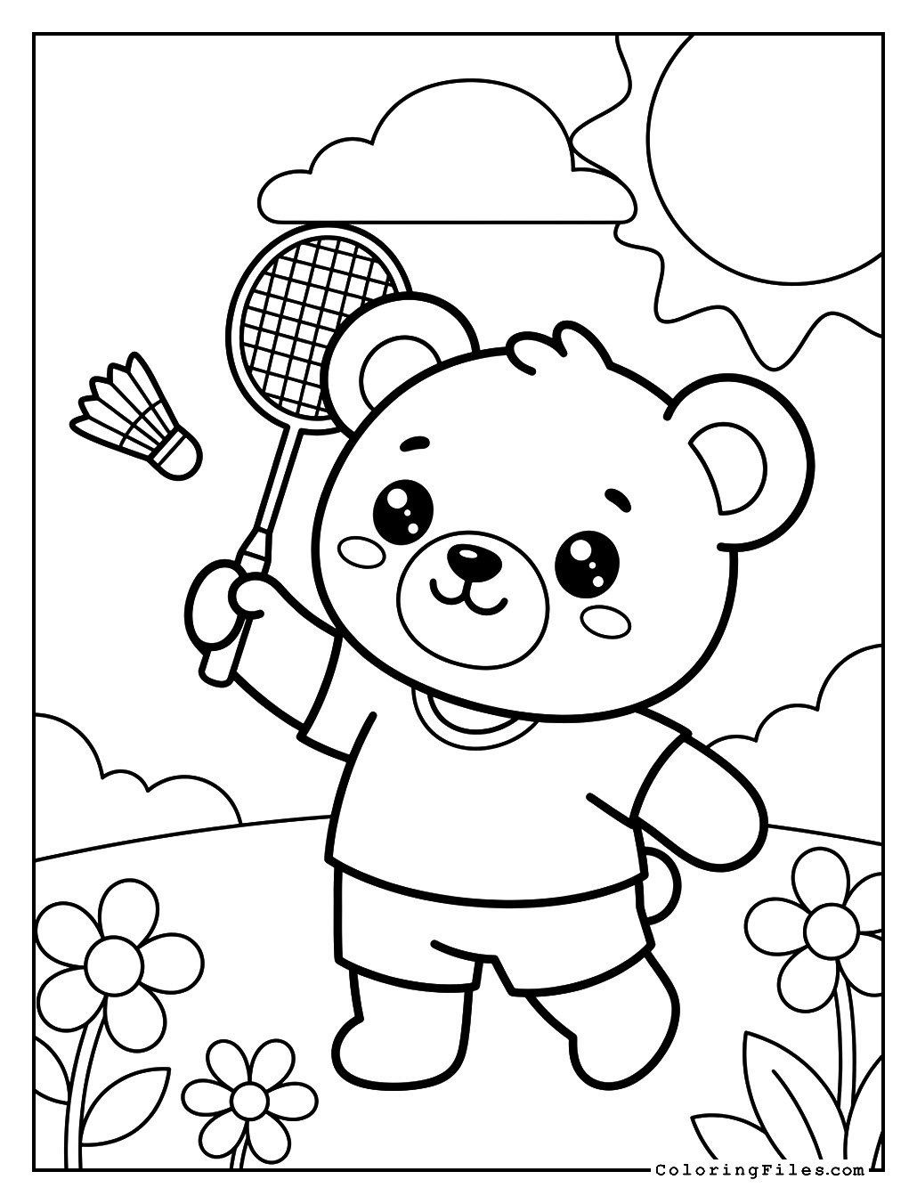 Teddy Bear Playing Badminton