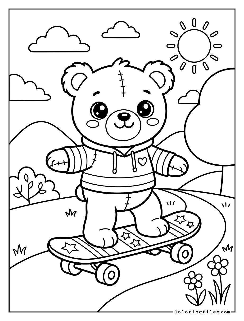 Teddy Bear Playing Skateboard