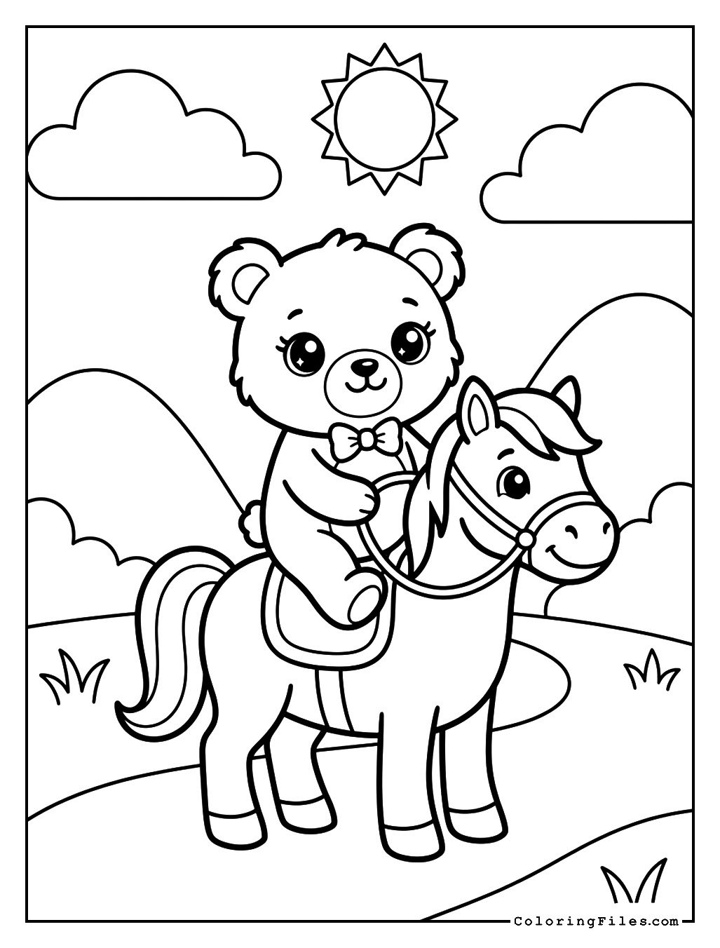 Teddy Bear Riding a Pony