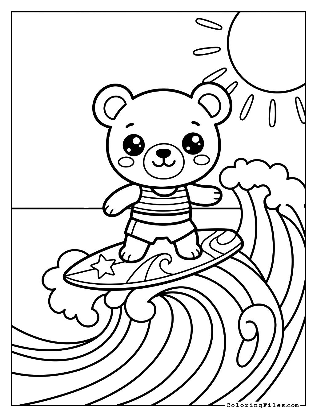 Teddy Bear Surfing Wave