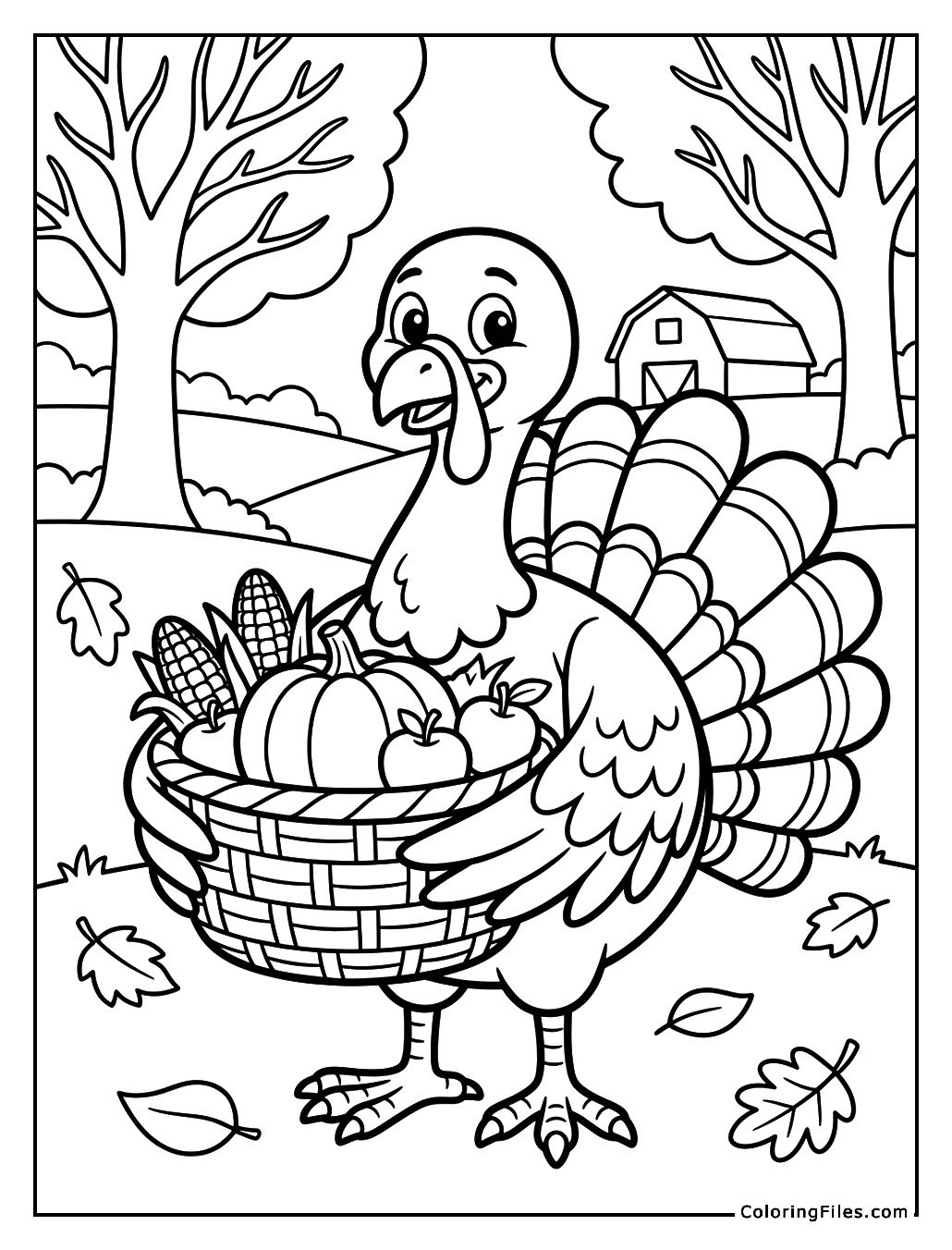 Turkey Holding a Harvest Basket