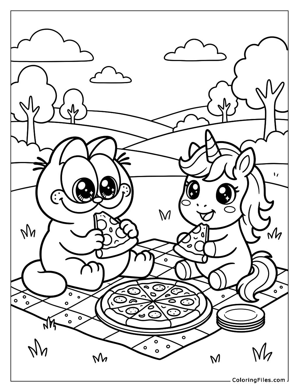 Unicorn and Garfield Pizza Party