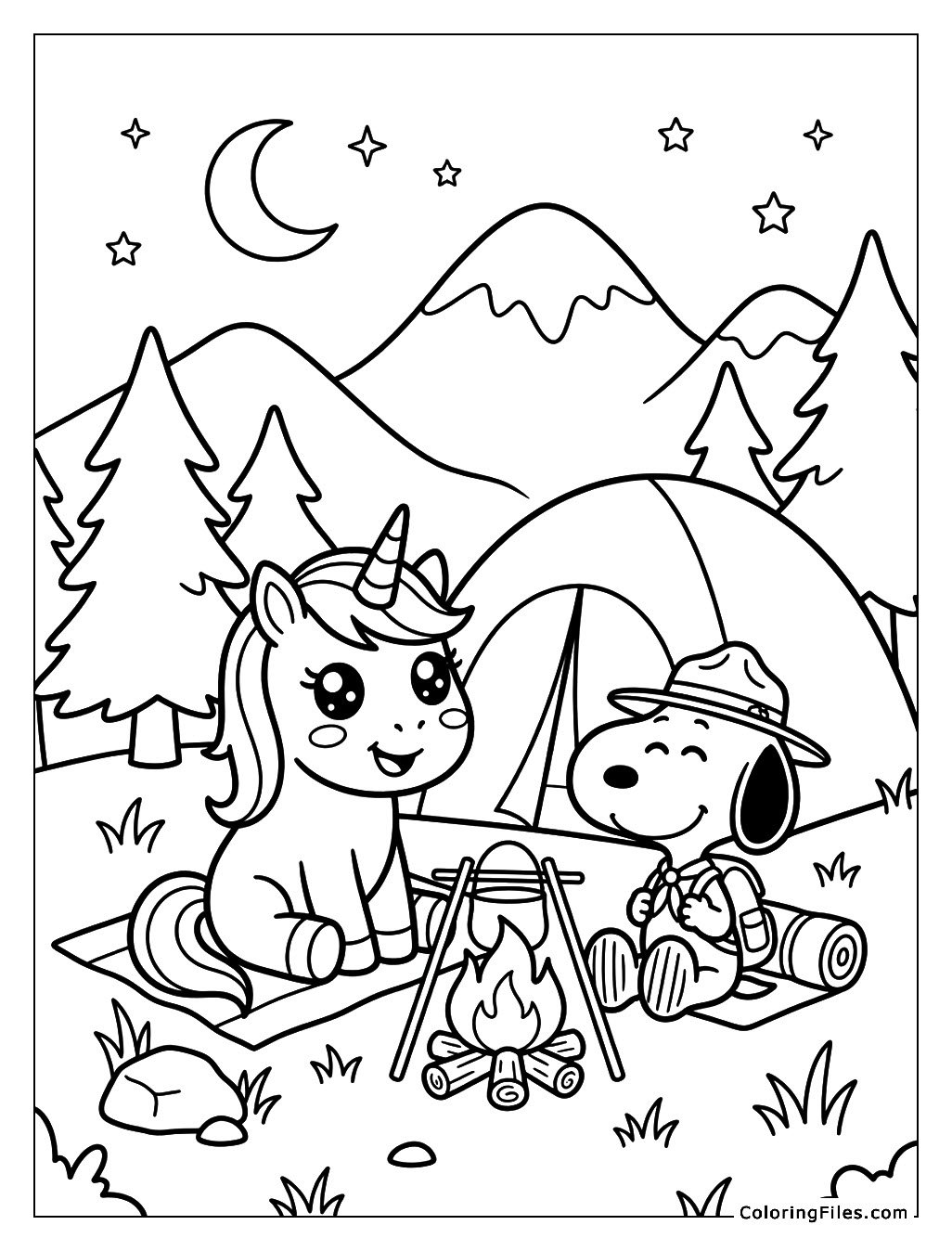 Unicorn and Snoopy Camping Adventure