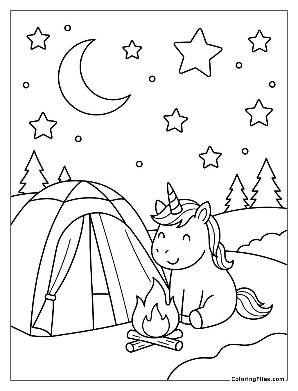 Unicorn Camping Under the Stars