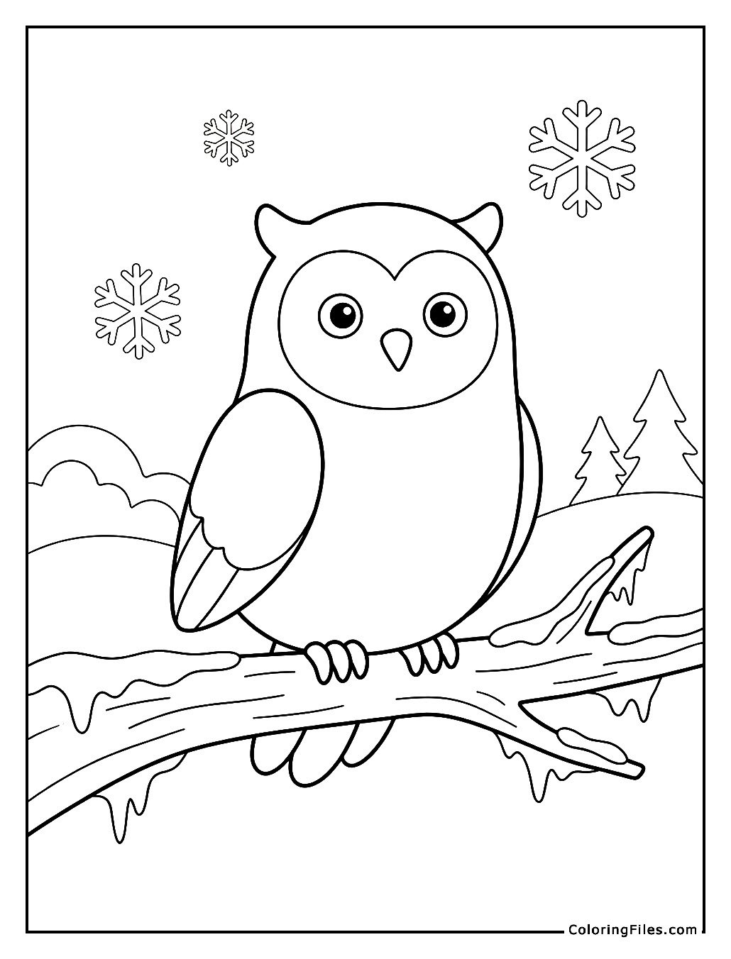 Winter Owl on a Frosty Branch