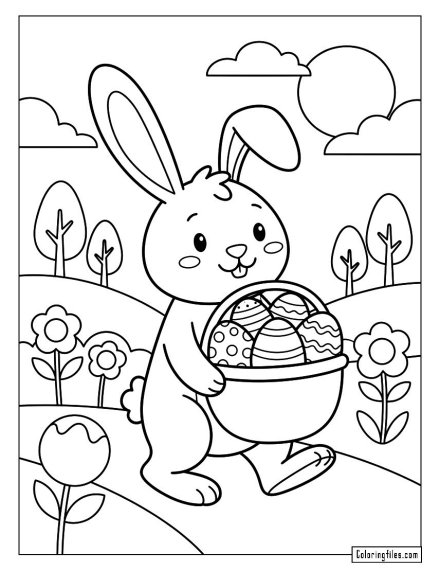 Easter Bunny Delivering Eggs