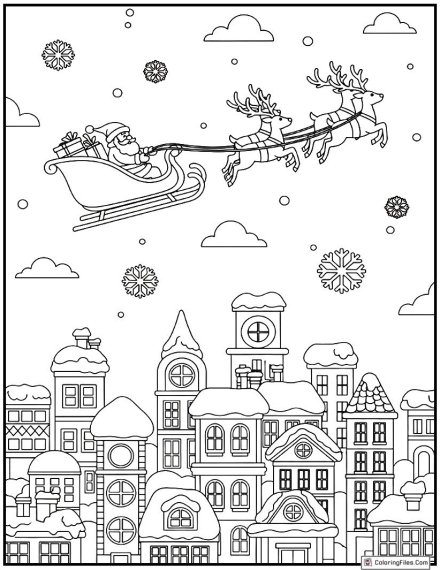 Santa Flying Above the City