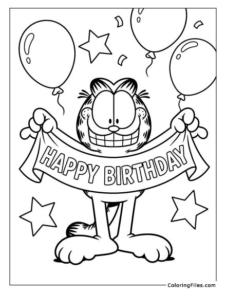 Garfield with Happy Birthday banner!