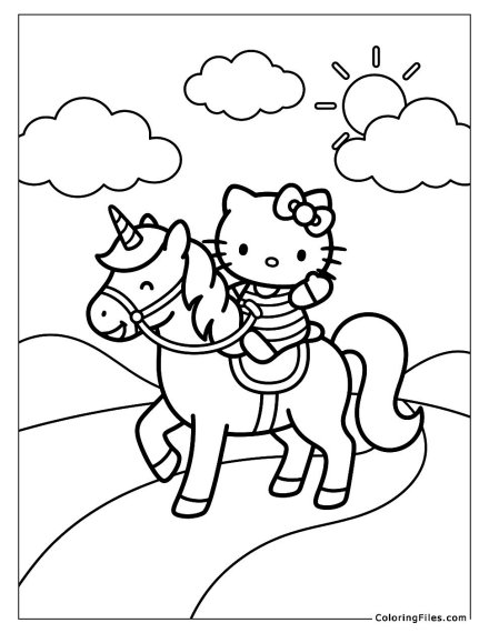 Hello Kitty Riding a Unicorn