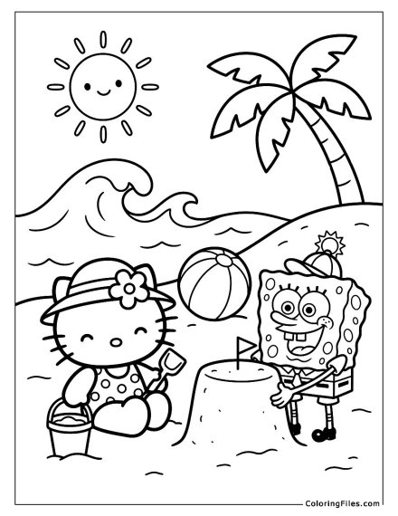 Hello Kitty and SpongeBob Beach Fun