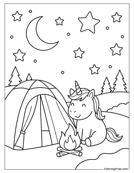 Unicorn Camping Under the Stars