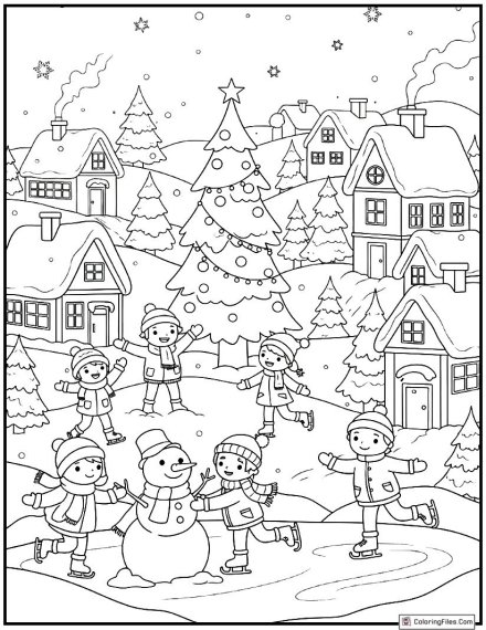 Snowy Christmas Village Celebration