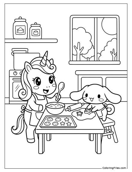 Unicorn Baking Cookies with Cinnamoroll