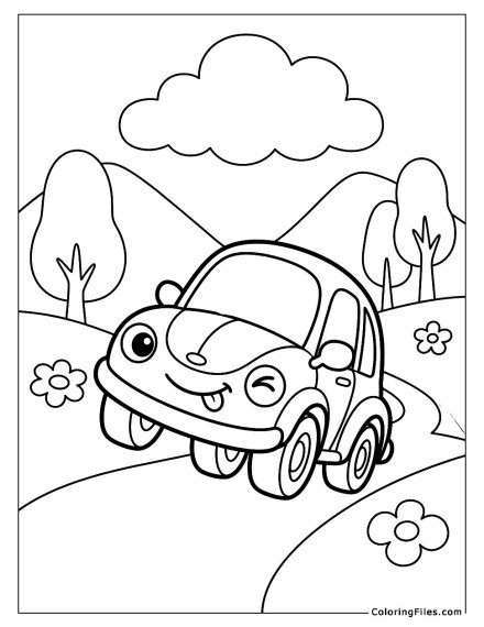 Cartoon Car Doing a Funny Pose