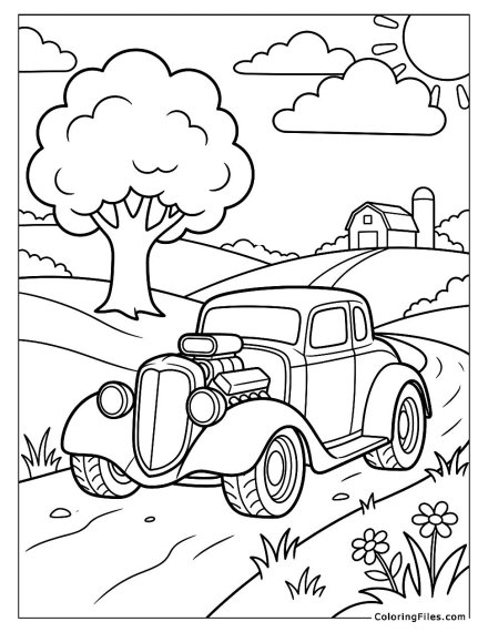 Vintage Car Parked in the Countryside