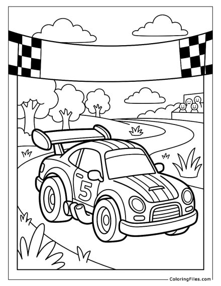 Race Car Crossing the Finish Line