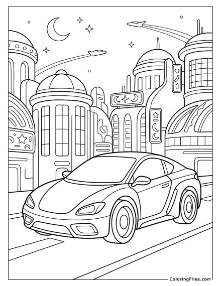 Futuristic Car in a Neon City