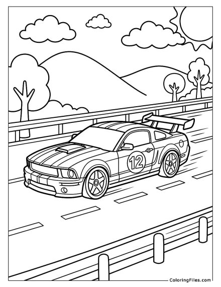 Ford Mustang Racing on the Highway