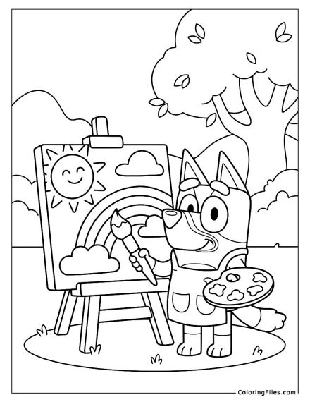 Bluey Painting a Colorful Masterpiece