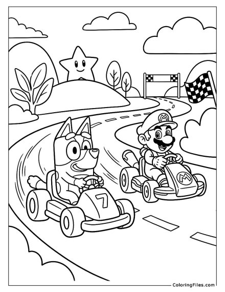 Bluey and Mario Kart Race Day