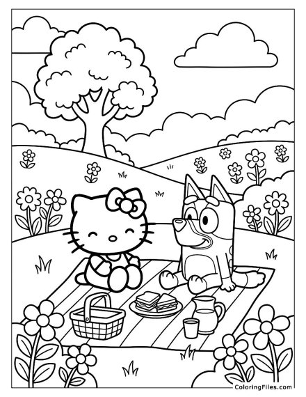 Bluey and Hello Kitty Flower Picnic