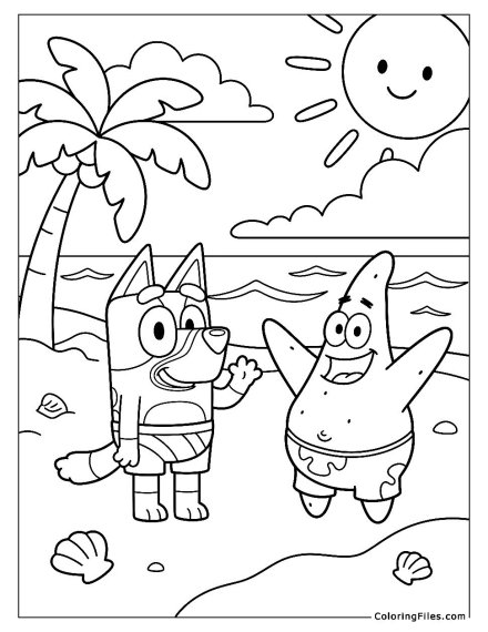 Bluey and Patrick Star Beach Day
