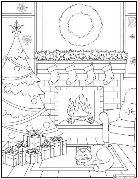 Christmas Morning by the Fireplace