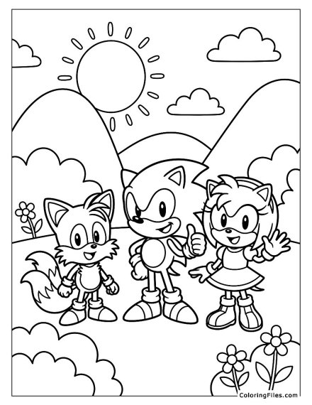 Sonic Smiling with Amy and Tails