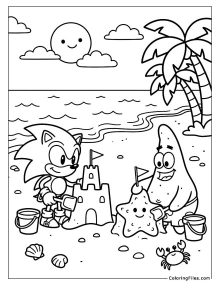 Sonic and Patrick Star Sandcastle Contest