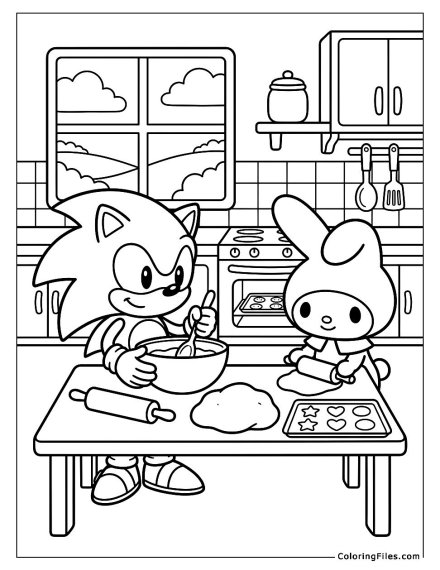 Sonic and My Melody Baking Cookies