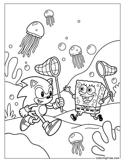 Sonic and SpongeBob Jellyfish Catching