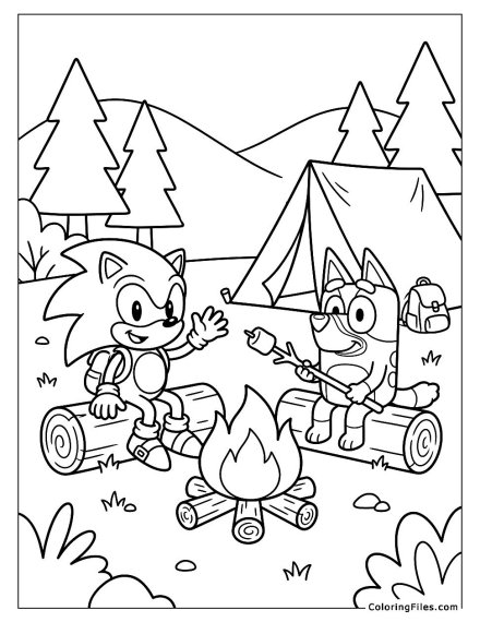 Sonic and Bluey Camping Adventure