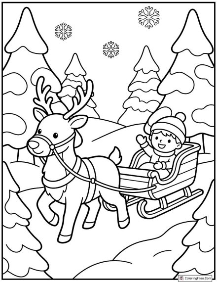 Reindeer Ride Through Snowy Woods