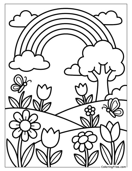 Rainbow Over a Blooming Garden
