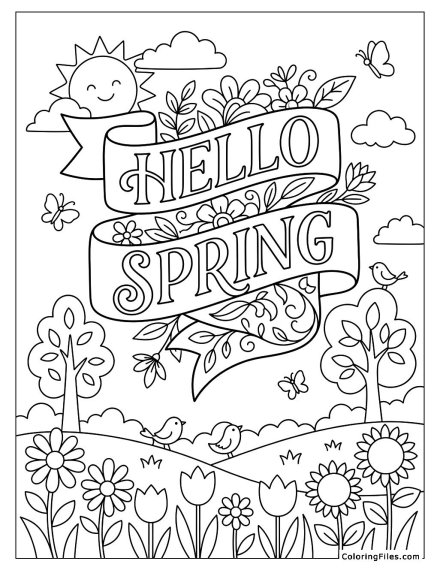 Hello Spring: Elegant Floral Banner
