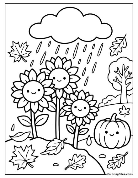 Sunflowers in the Rain