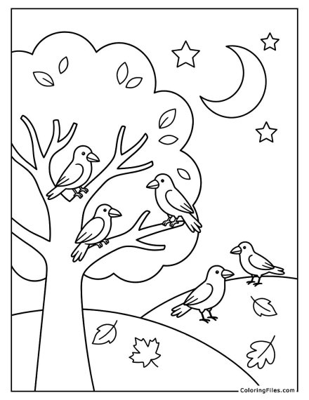 Crows Gathering at Dusk